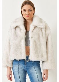 Gek&uuml;rzter offener Fleece-Mantel mit langen &Auml;rmeln