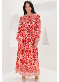 Mustered Maxi-Kleid mit Bindung