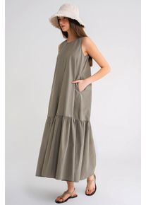 Maxikleid mit Kragen und R&uuml;schendetails