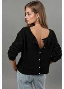 Ultraweicher Rundhalsausschnitt mit Kn&ouml;pfen wendbarer Cardigan