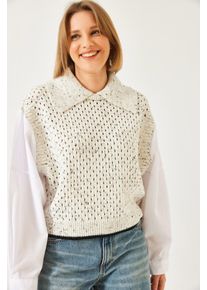 Strickcropped Pullover mit Hemdkragen