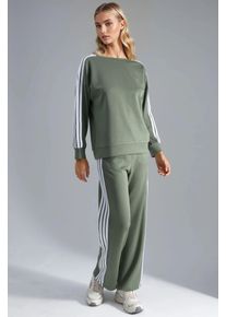 Gestreiftes Sweatshirt mit Rundhalsausschnitt und gerade geschnittene Hosen Coord