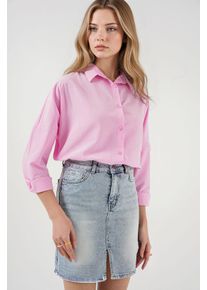 Hoch taillierter Jeans-Minirock mit Taschen