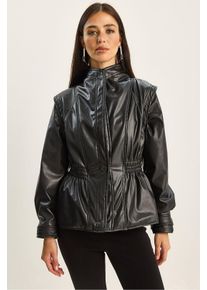 Rei&szlig;verschluss &Uuml;bergro&szlig;e Faux-Lederjacke