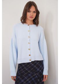 Knopf-unterlegter Rippstrick-Cardigan