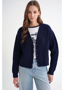 Strukturiertes V-Ausschnitt Knopf-Cardigan