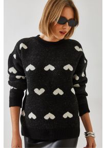 Acryl Rundhals Herzmuster Pullover
