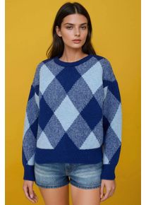 Diamantmuster Crew-Neck-Pullover