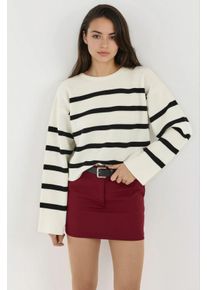 Gestreifter Relaxed Fit K&uuml;rzer Pullover
