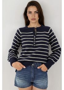 Gestreifter Knopfkragenpullover