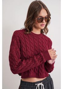 Kabelstrickmuster Rundhals Pullover