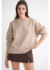 Rippstrickpullover mit Haarflechtmuster