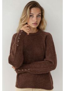 Weicher strukturierter Pullover mit Knopfdetails und langen &Auml;rmeln