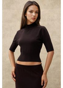 Strukturierter Turtleneck-Crop-Pullover