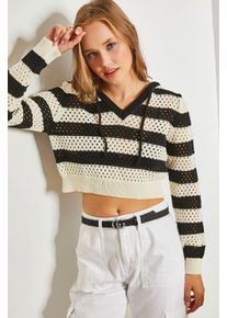 Oversized V-Ausschnitt Crop-Pullover