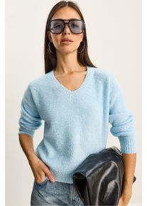 V-Ausschnitt Strukturstrickpullover