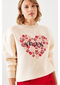 Bedruckter Baumwollrundhals-Sweatshirt