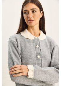 Dicker gerippter Strickcardigan mit Knopfverschluss