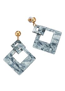 Steuer Modeschmuck Ohrstecker Acryl grau gl&auml;nzend