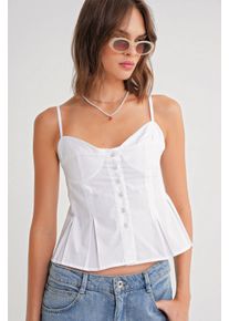 Herzchen-Ausschnitt Knopf-Front Peplum Cami Top