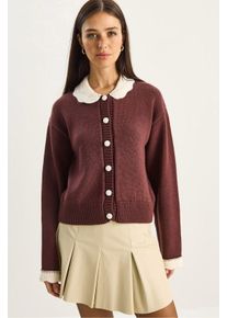 Dicker gerippter Strickcardigan mit Knopfverschluss