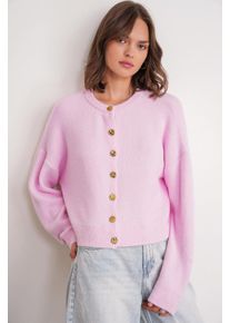 Gekn&ouml;pfte gerippte Strickjacke