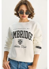 Bedruckter Rippenkragen-Sweatshirt