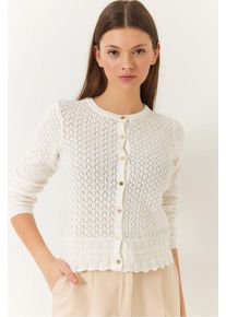 Texturierter Baumwoll-Rippstrick-Cardigan mit Knopfverschluss