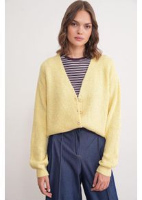 Texturierten V-Ausschnitt Kn&ouml;pfen Cardigan