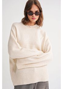 Oversized Rippstrickpullover mit Rundhalsausschnitt