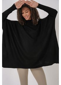 Sweater mit Schlitzdetail und halber Stehkragen, locker geschnitten