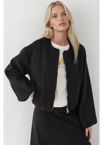 Oversized Strick Bomberjacke mit durchgehendem Rei&szlig;verschluss