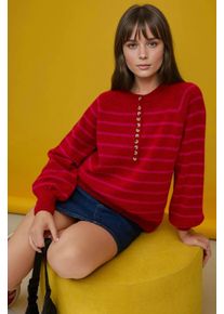 Gestreifter Knopfkragenpullover