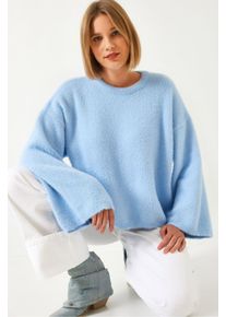Oversized Rundhalsausschnitt Pullover mit Kunstfell-Detail