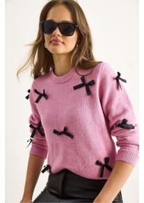 Pullover mit Schleifen-Details und Rundhalsausschnitt