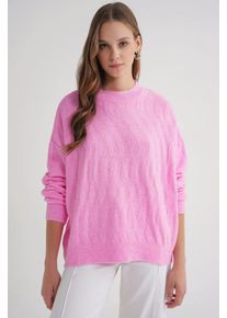 Rippstrick-Pullover mit Haarzopfmuster