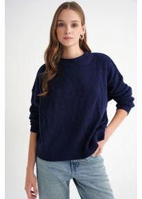 Rippstrickpullover mit Haarzopf-Muster