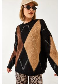 &Uuml;bergro&szlig;er Pullover mit Diamantdruck