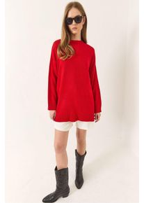 &Uuml;bergr&ouml;&szlig;e Rippstrickpullover mit Rundhalsausschnitt