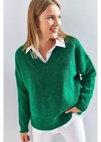 V-Ausschnitt Langarmpullover