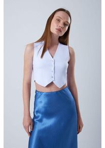 V-Ausschnitt Knopf Crop-Weste