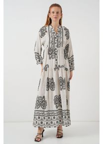 Mustered V-Ausschnitt Maxikleid