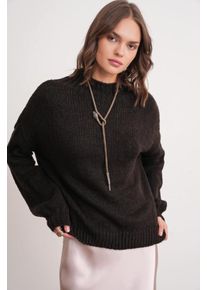 L&auml;ssiger Schnitt Rundhals Dickstrickpullover