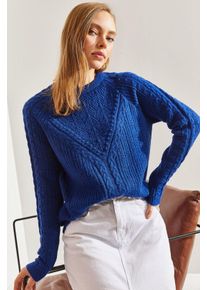 Musterierter dicker Rundhals-Pullover