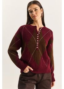 Strickpullover mit Rundhalsausschnitt und Knopfverschluss