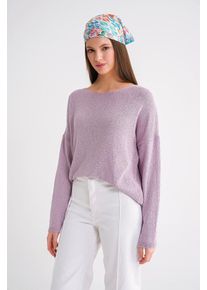 &Uuml;bergro&szlig;er Bootsausschnitt Strickpullover