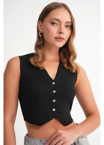 V-Ausschnitt Knopfveste