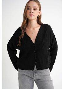 Strukturierter V-Ausschnitt Knopf-Cardigan