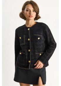Strukturierter Jacquard-Button-Up Cardigan
