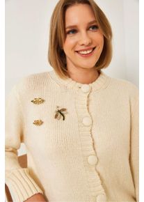 Strukturierter Strick-Cardigan mit Pompon
